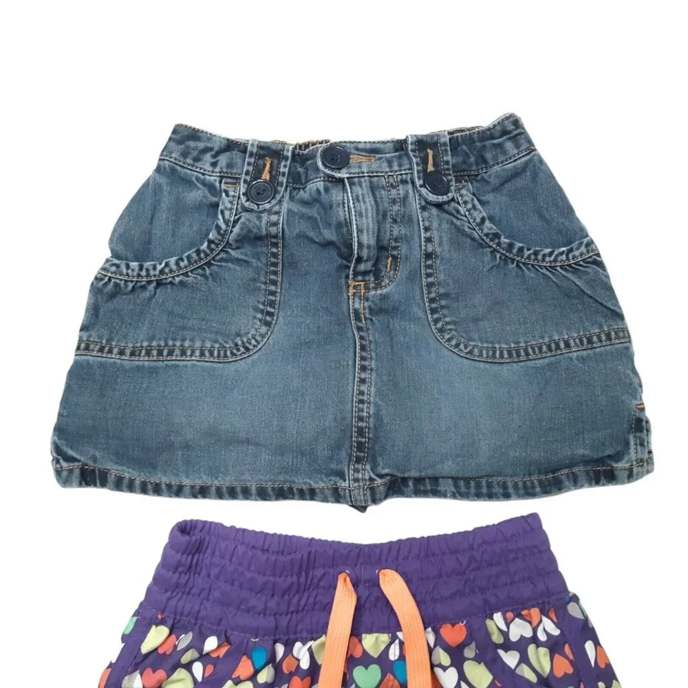 Old Navy Shorts Girls 5‎ Blue Purple Skort Duck Head Jeans Stretch Lot of 4